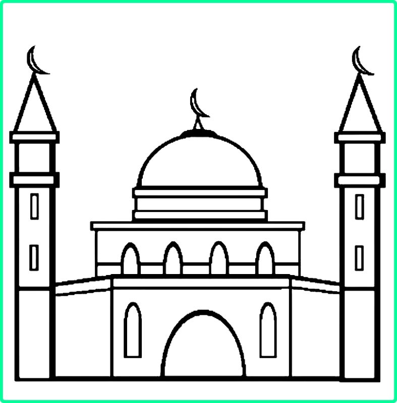Sketsa Masjid dengan Dua Menara